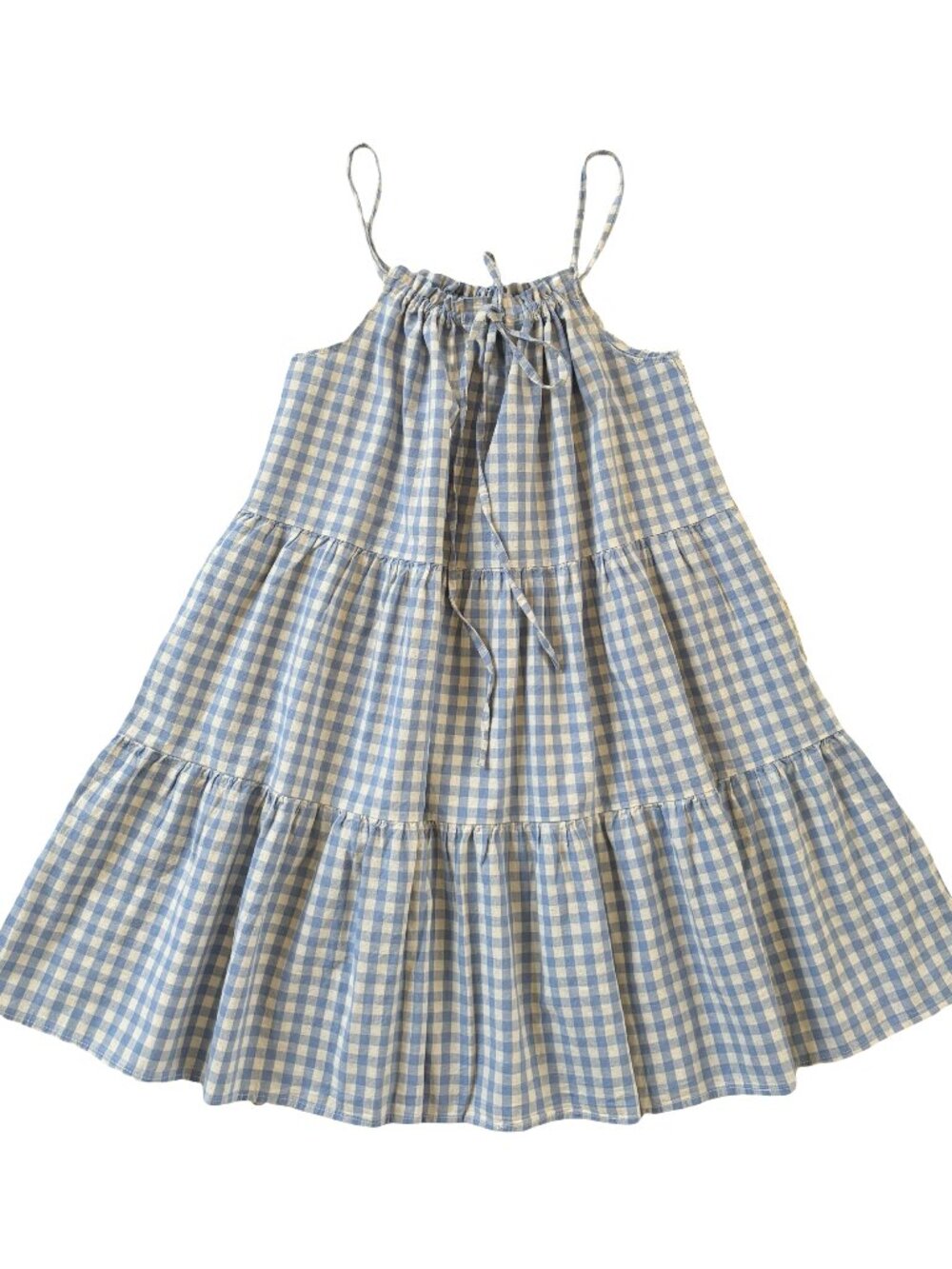 Black gingham tiered cami dress